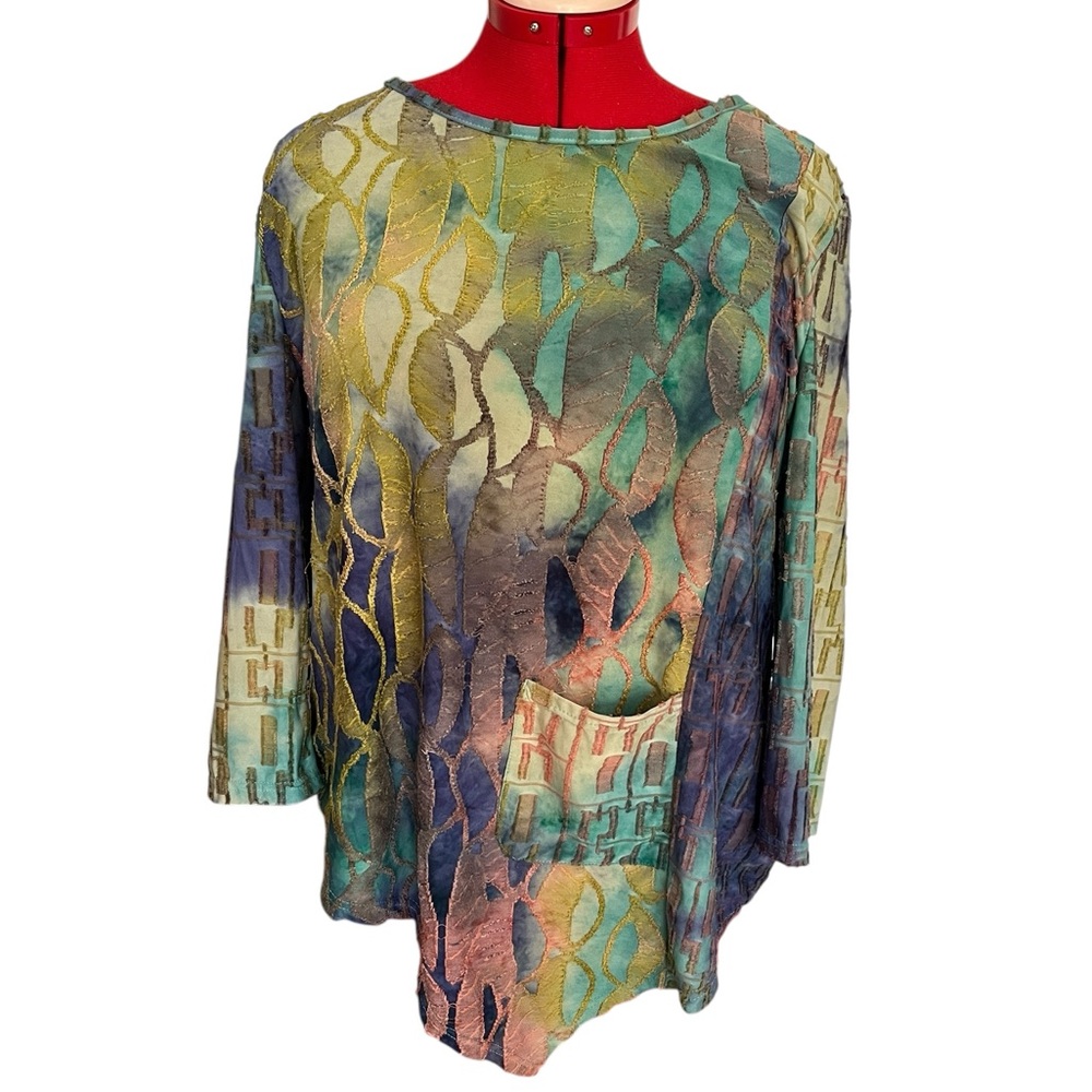 Flowy Watercolour Embroidered Minkas Top – Artsy, Chic & Comfy XL”l